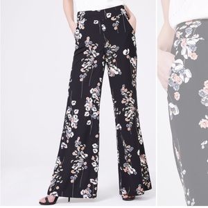 Frank Lyman floral black wide leg flare pant size 14